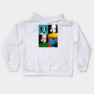 BEAUTIFUL FUNNY ASIAN GIRL, CAT AND DOG POP ART COLOR Kids Hoodie